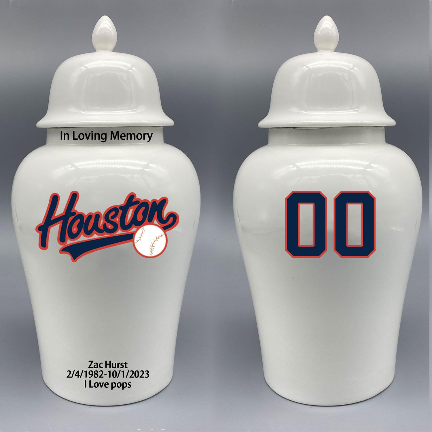 Custom Baseball Porcelain Urn – Add Name, Date & Jersey Number