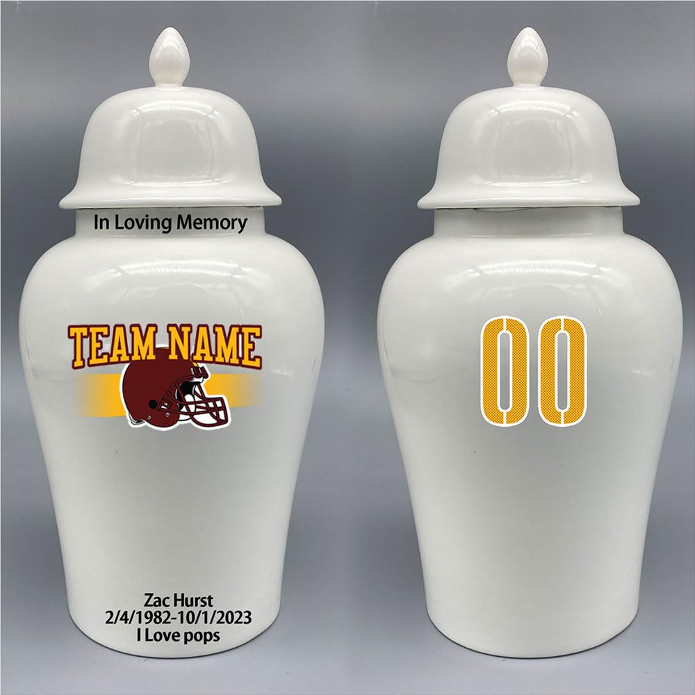 Custom Baseball Porcelain Urn – Add Name, Date & Jersey Number