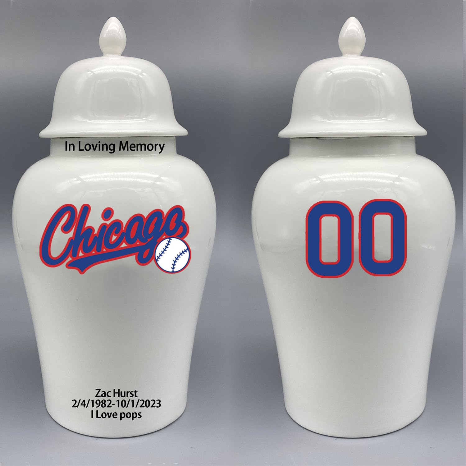 Custom Baseball Porcelain Urn – Add Name, Date & Jersey Number
