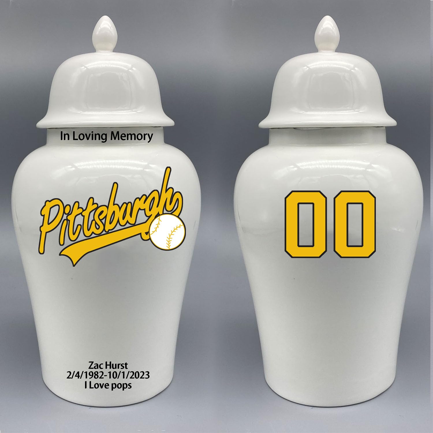 Custom Baseball Porcelain Urn – Add Name, Date & Jersey Number