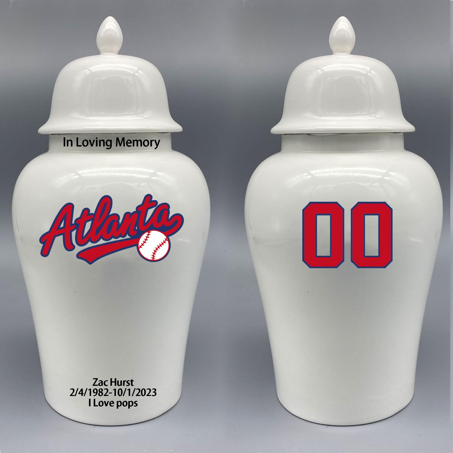 Custom Baseball Porcelain Urn – Add Name, Date & Jersey Number