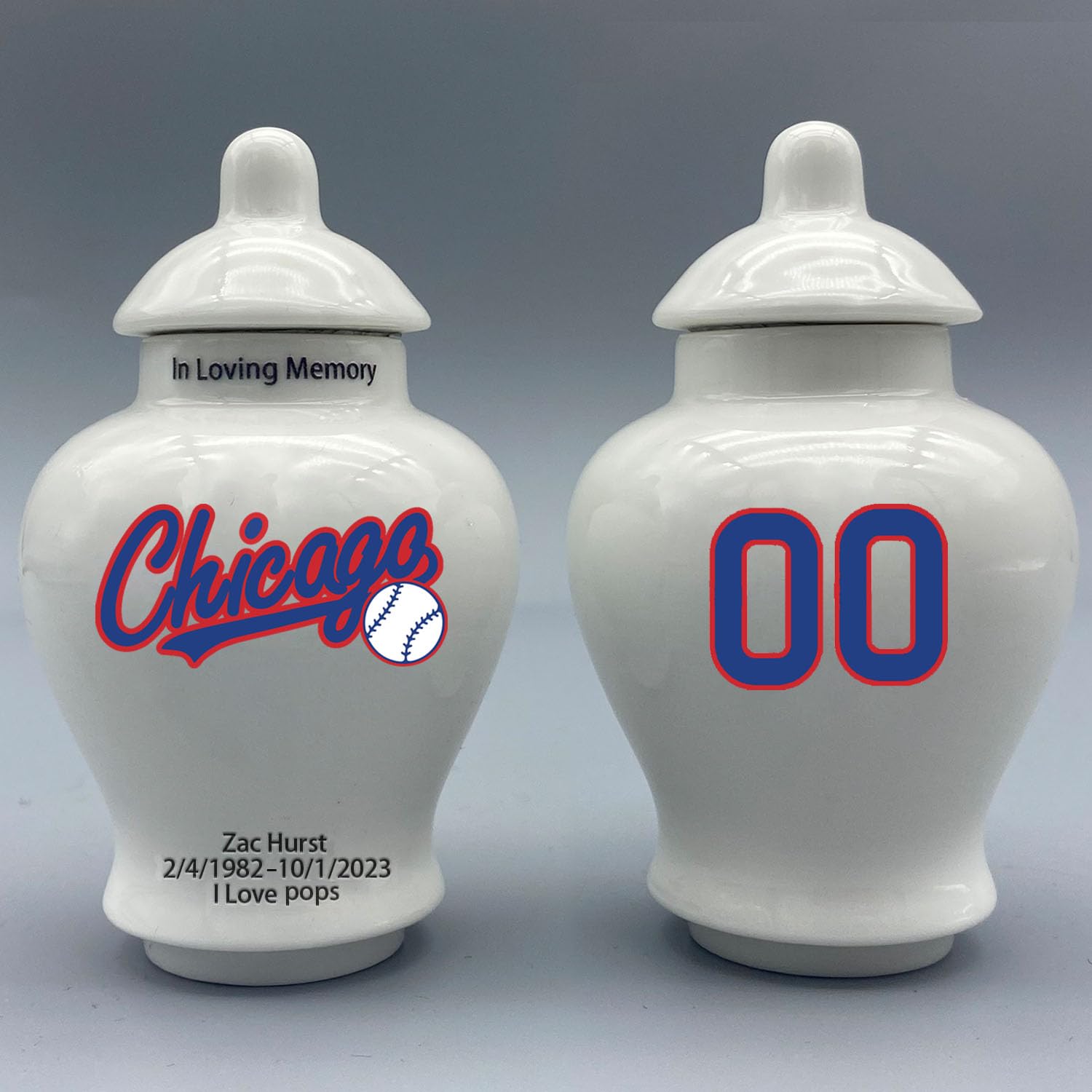Custom Baseball Porcelain Urn – Add Name, Date & Jersey Number