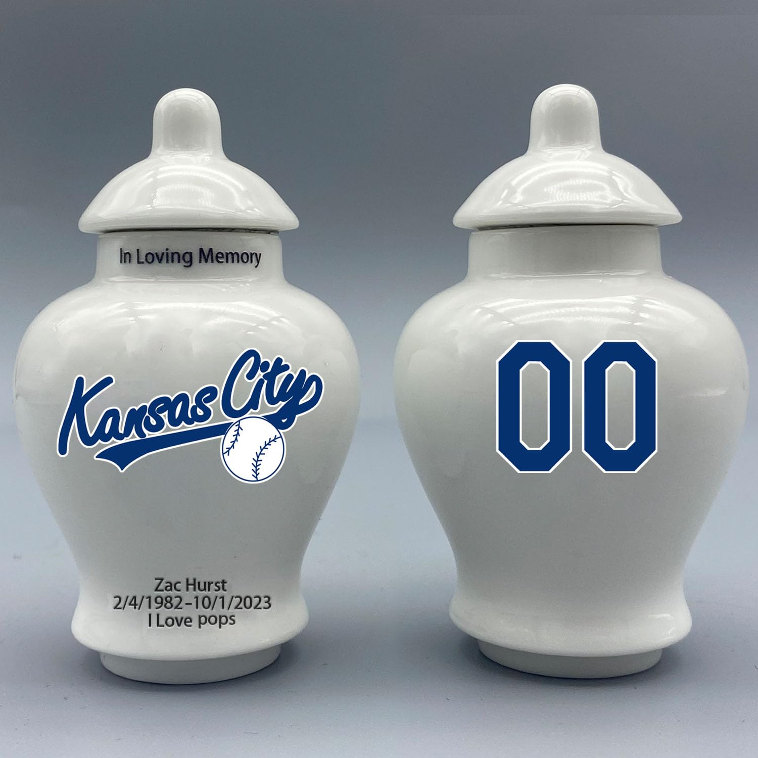 Custom Baseball Porcelain Urn – Add Name, Date & Jersey Number