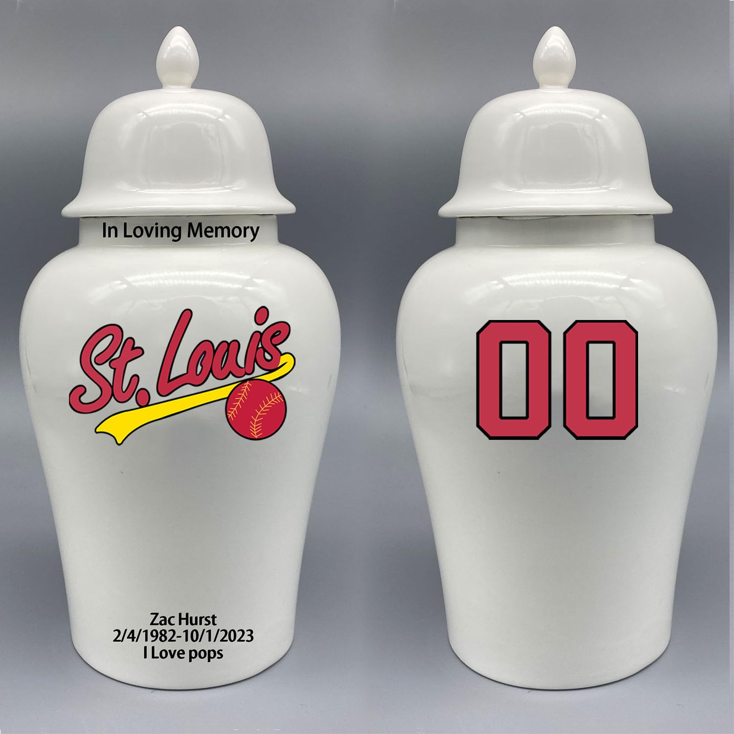 Custom Baseball Porcelain Urn – Add Name, Date & Jersey Number