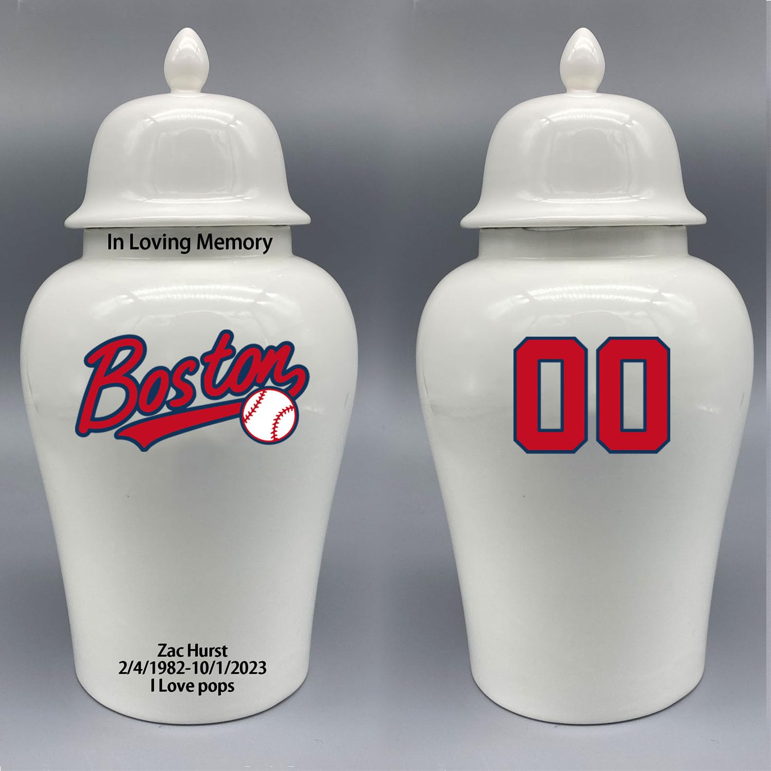 Custom Baseball Porcelain Urn – Add Name, Date & Jersey Number