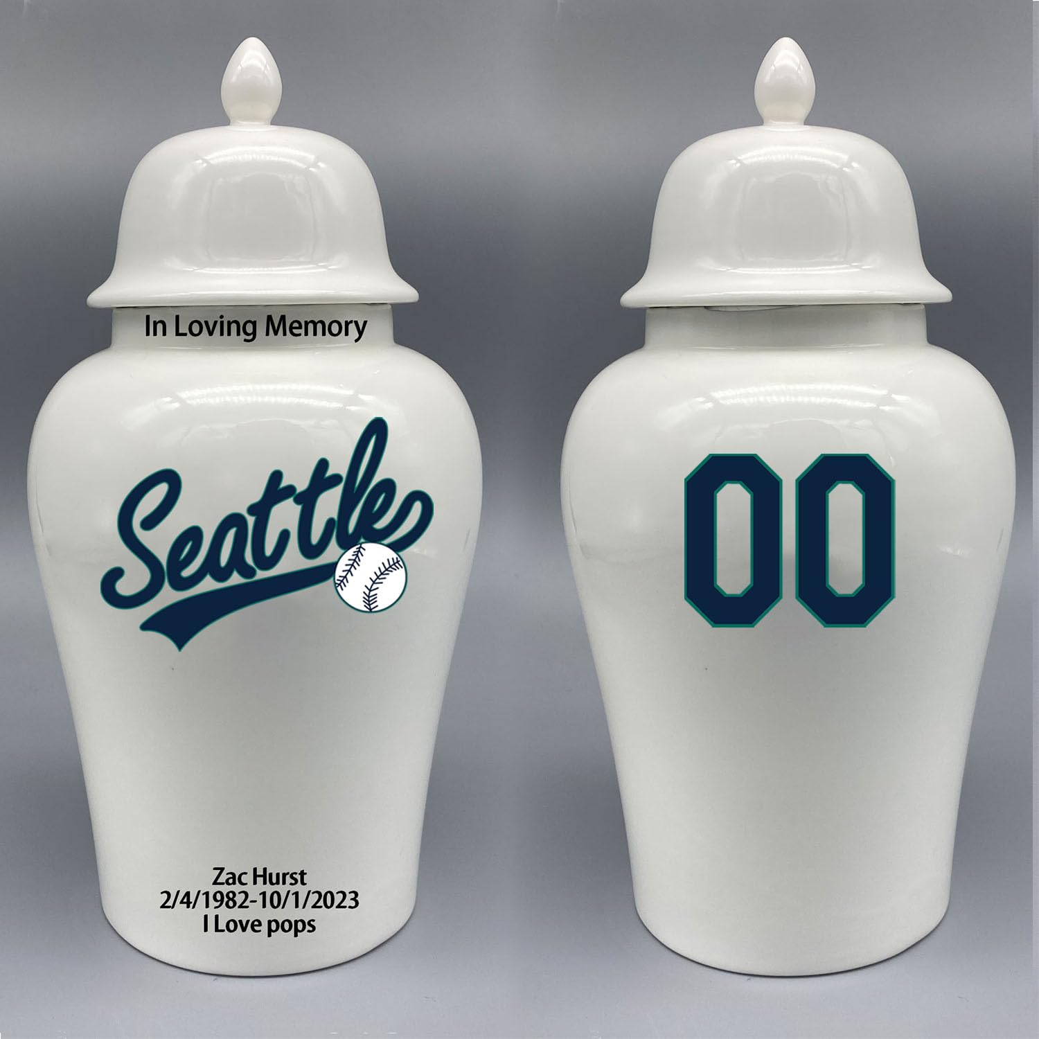 Custom Baseball Porcelain Urn – Add Name, Date & Jersey Number