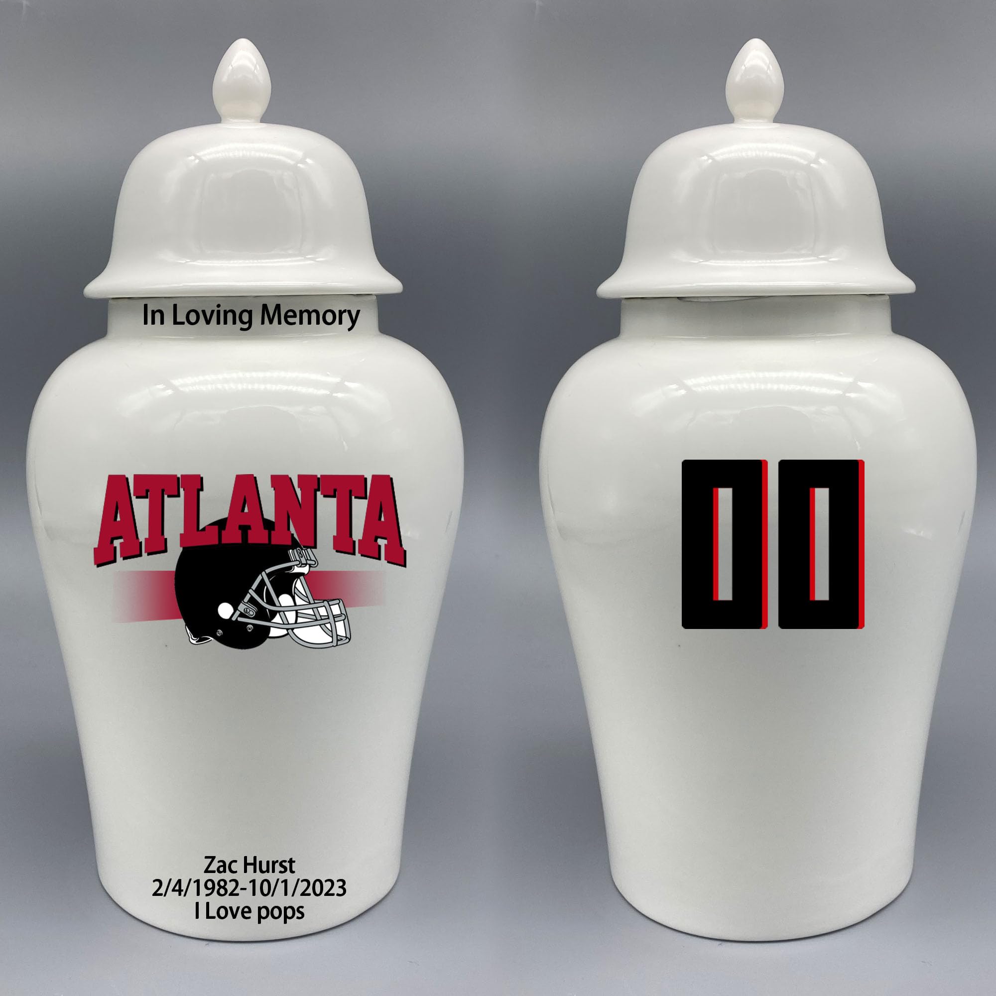 Custom Football Porcelain Urn – Add Name, Date & Jersey Number