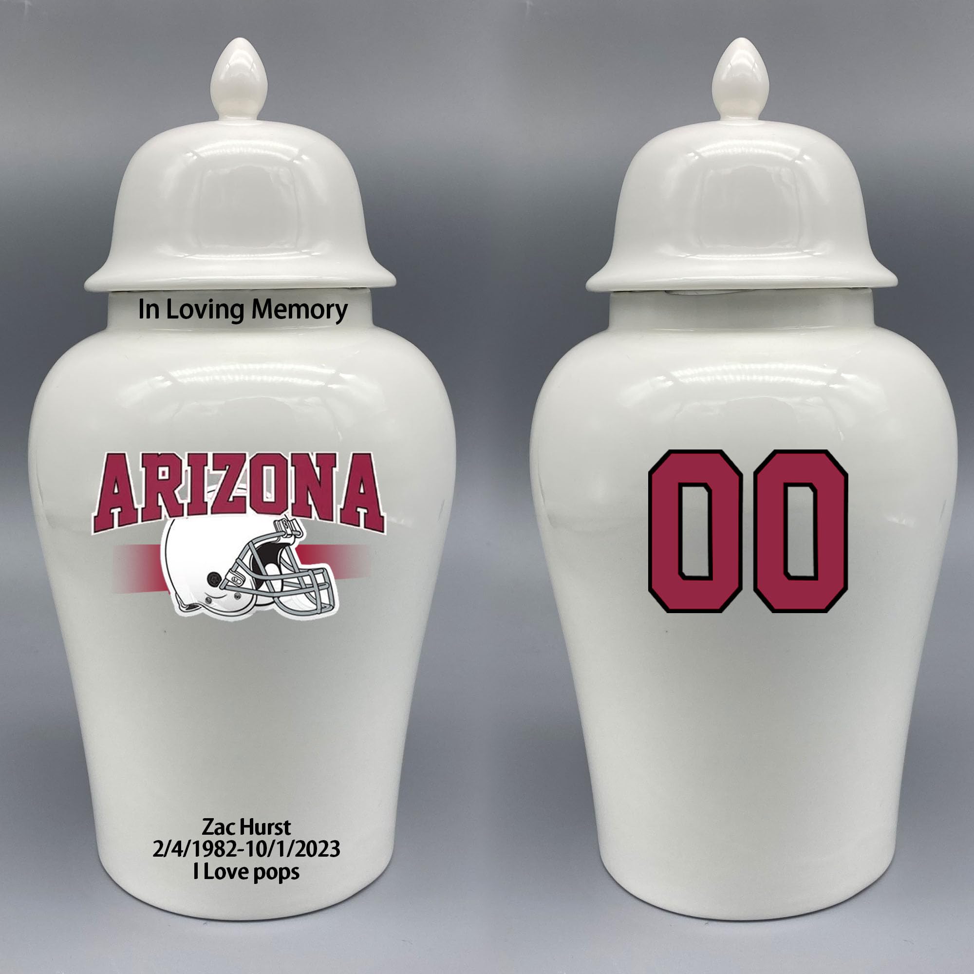 Custom Football Porcelain Urn – Add Name, Date & Jersey Number